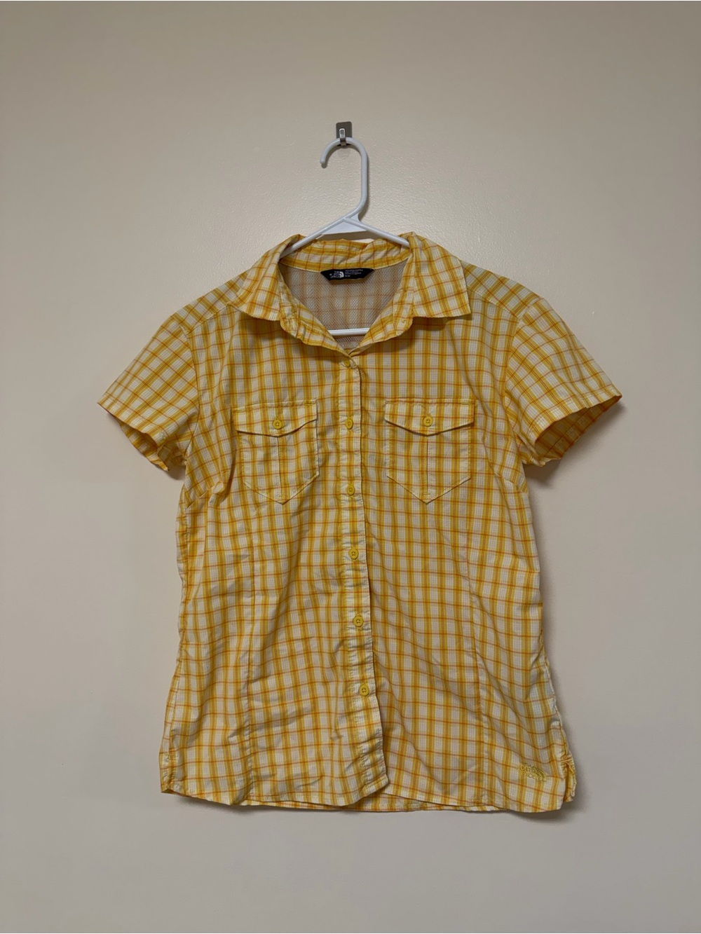 The North Face Women’s Yellow Plaid Vented Hiking Shirt M